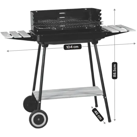 Barbecue a Carbonella da Esterno con Ruote Portatile Griglia Regolabile