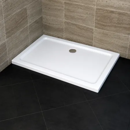 Piatto Doccia Acrilico 70 80 90 100 120 140 5cm Rettangolare Bianco con Piletta