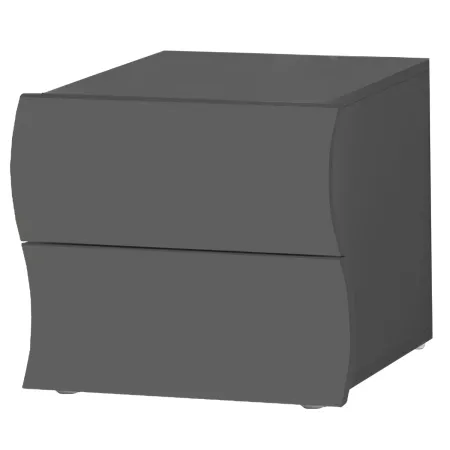 Comodino 2 Cassetti Antracite Opaco in Legno Camera da Letto
