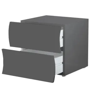 Comodino 2 Cassetti Antracite Opaco in Legno Camera da Letto 2