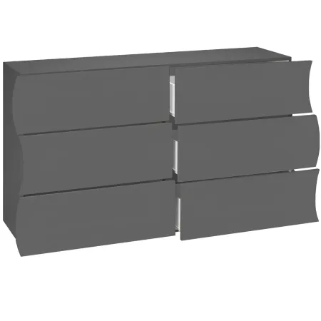 Cassettiera Madia con 6 Cassetti 150 cm in Legno Antracite Opaco