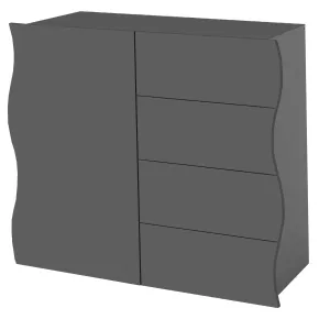 Madia Salvaspazio con 1 Anta 4 Cassetti Credenza Legno Antracite