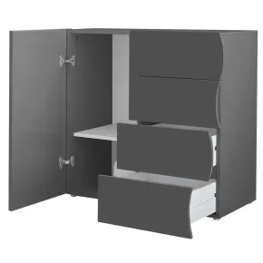 Madia Salvaspazio con 1 Anta 4 Cassetti Credenza Legno Antracite 2