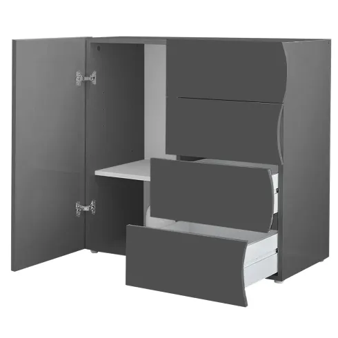 Madia Salvaspazio con 1 Anta 4 Cassetti Credenza Legno Antracite