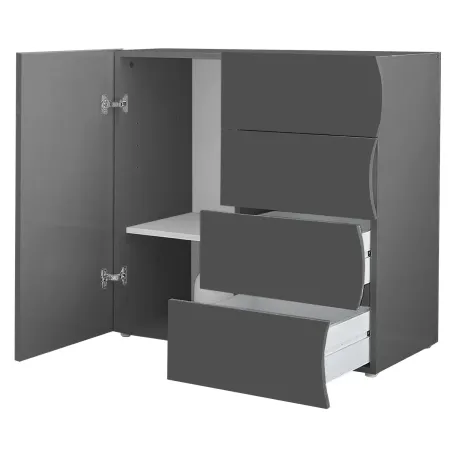 Madia Salvaspazio con 1 Anta 4 Cassetti Credenza Legno Antracite