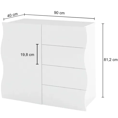 Madia Salvaspazio con 1 Anta 4 Cassetti Credenza Legno Antracite