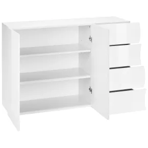 Madia a 2 Ante e 4 Cassetti Credenza in Legno Mobile Bianco da Ingresso 2