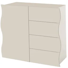 Madia Salvaspazio 1 Anta 4 Cassetti Credenza Legno Beige Cachemire