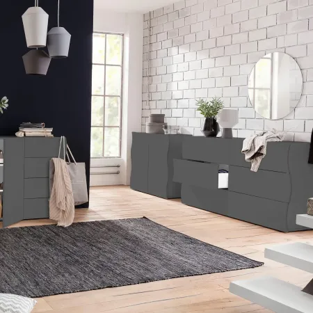 Credenza Multiuso 2 Ante Battenti Mensola Antracite Madia in Legno