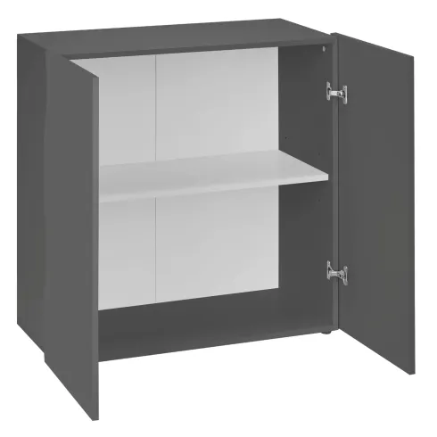 Credenza Multiuso 2 Ante Battenti Mensola Antracite Madia in Legno