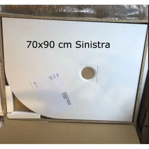 Piatto Doccia 80x80 90x90 Slim Semicircolare Effetto Pietra Angolare con Piletta