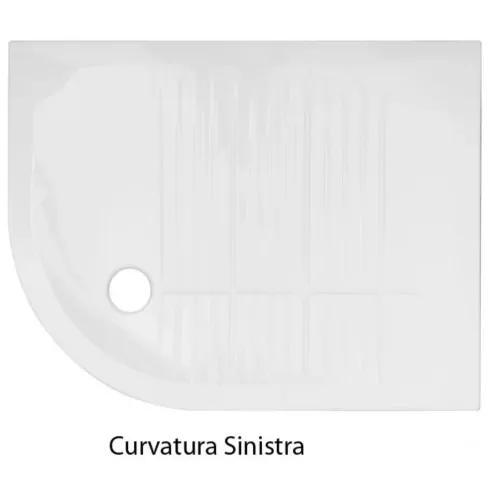 Piatto Doccia 70x90 6.5 cm Bianco Angolare Ceramica Semicircolare con Piletta | BricoShop24