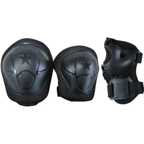 Set Protezioni Bambini Nero con Ginocchiere Gomitiere Parapolsi