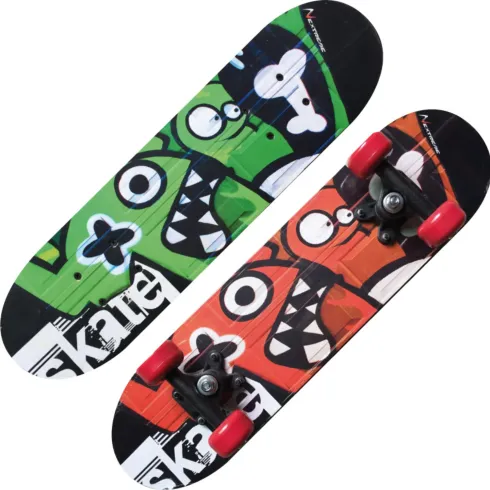 Skateboard Bambini 60x15cm con Cuscinetti ABEC1 Ruote PVC Mostri