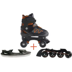 Pattini 3 in 1 a Rotelle in Linea da Ghiaccio Regolabili 38-41 Arancio