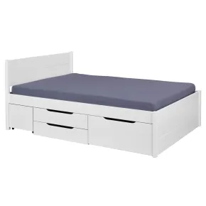Letto Matrimoniale 180x200 cm in Pino Bianco con Cassetti Comodini