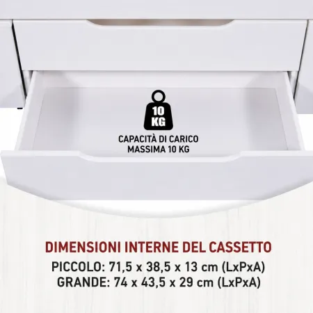 Letto Singolo 90x200 cm in Legno Bianco Cassetti Comodino Estraibili