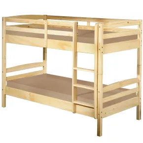 Letto a Castello 90x200 cm Legno Massello Naturale con 2 Reti Singole