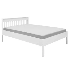 Letto alla Francese 140x200 cm in Pino Massello Bianco con Testiera