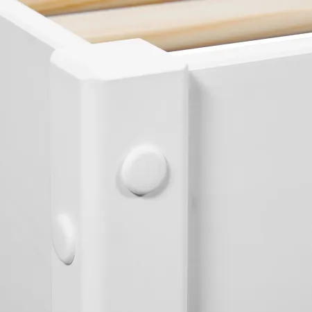 Letto alla Francese 140x200 cm in Pino Massello Bianco con Testiera