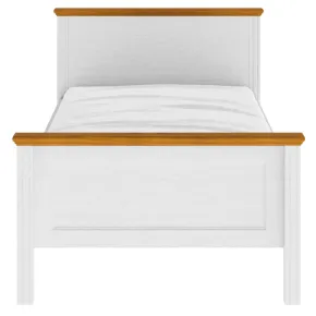 Struttura Letto Singolo 90x200 cm in Pino Massello Bianco Rovere 2