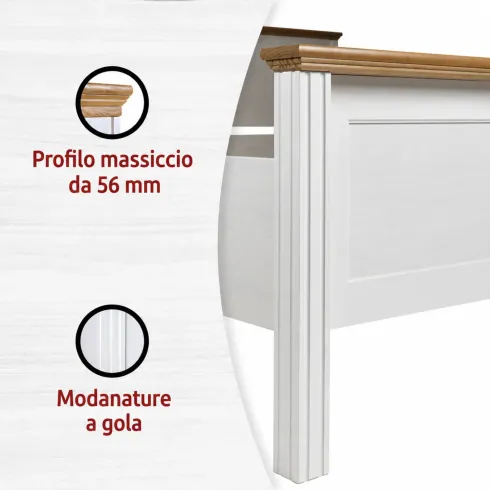 Struttura Letto Singolo 90x200 cm in Pino Massello Bianco Rovere