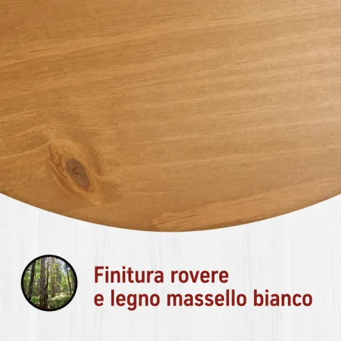 Struttura Letto Singolo 90x200 cm in Pino Massello Bianco Rovere