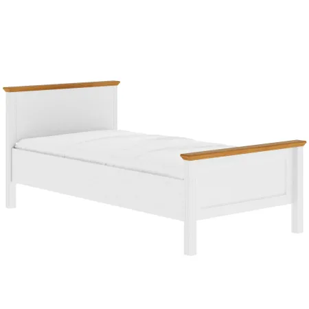 Letto Una Piazza e Mezza 120x200 cm in Pino Massello Bianco Rovere