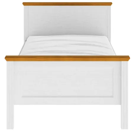 Letto Una Piazza e Mezza 120x200 cm in Pino Massello Bianco Rovere