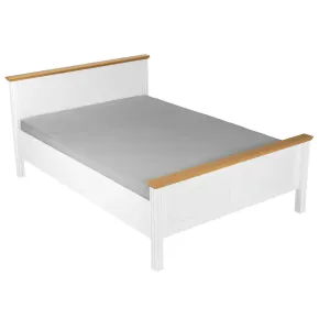 Letto alla Francese 140x200 cm Pino Massello Bianco Rovere con Testiera