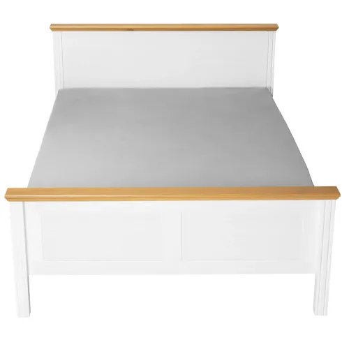 Letto alla Francese 140x200 cm Pino Massello Bianco Rovere con Testiera