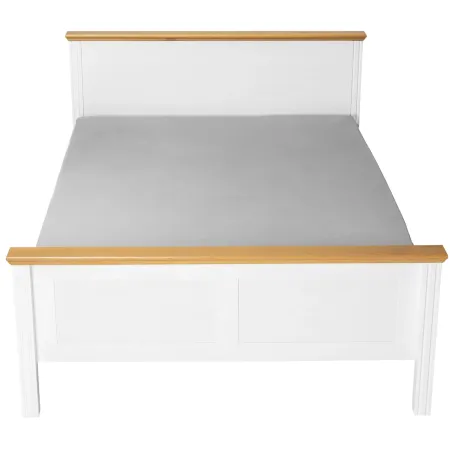 Letto alla Francese 140x200 cm Pino Massello Bianco Rovere con Testiera