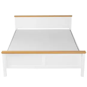 Letto Matrimoniale 160x200 cm Pino Massello Bianco Rovere con Testiera 2