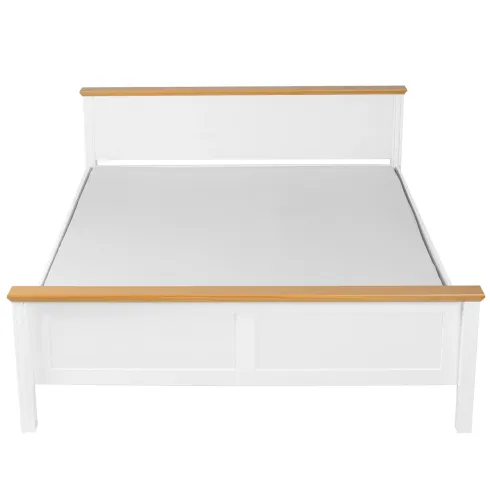 Letto Matrimoniale 160x200 cm Pino Massello Bianco Rovere con Testiera