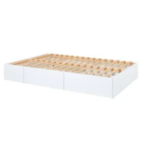 Letto alla Francese 140x200 cm Bianco con 4 Cassetti Rete a Doghe