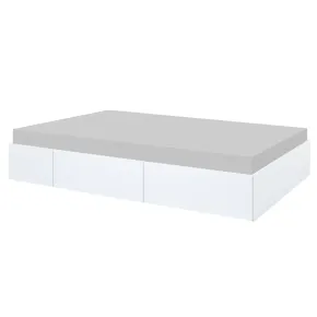 Letto alla Francese 140x200 cm Bianco con 4 Cassetti Rete a Doghe 2