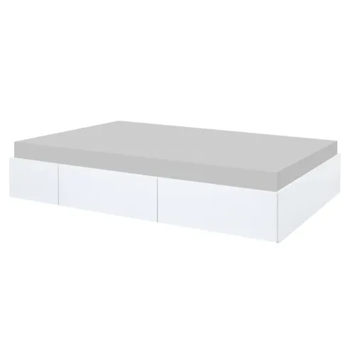 Letto alla Francese 140x200 cm Bianco con 4 Cassetti Rete a Doghe