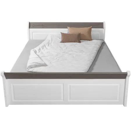Letto alla Francese 140x200 cm Bianco con 4 Cassetti Rete a Doghe