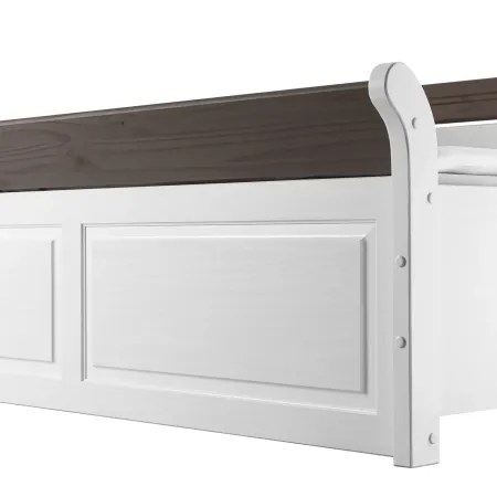 Letto alla Francese 140x200 cm Bianco con 4 Cassetti Rete a Doghe