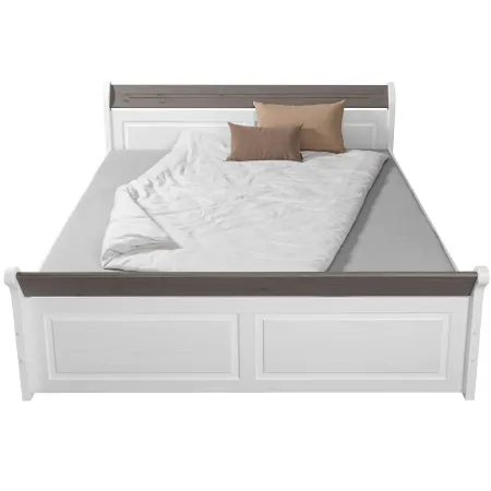 Letto Matrimoniale 180x200 cm Legno Bianco Grigio Cenere con Cassetto
