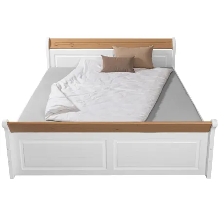 Letto alla Francese 140x200 Pino Massello Bianco Rovere con Cassetto