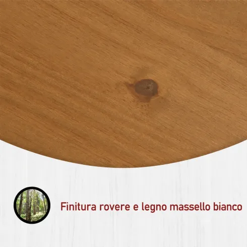 Letto alla Francese 140x200 Pino Massello Bianco Rovere con Cassetto
