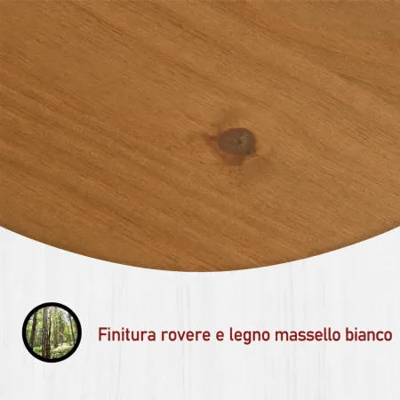 Letto alla Francese 140x200 Pino Massello Bianco Rovere con Cassetto