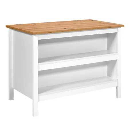 Tavolo Bar da Cucina Bianco Rovere Isola con Anta Cassetti Soft-Close