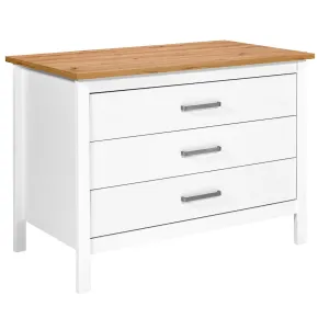 Isola da Cucina Bianco Rovere Tavolo Bar con 3 Cassetti Soft-Close
