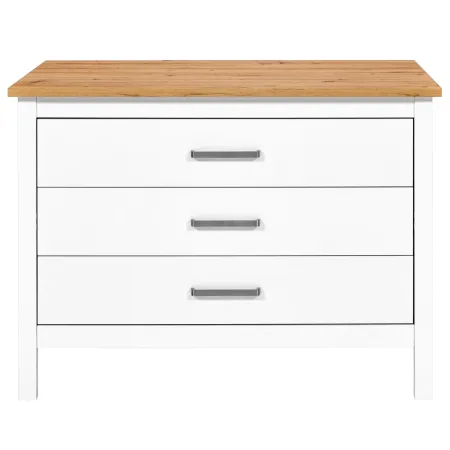 Isola da Cucina Bianco Rovere Tavolo Bar con 3 Cassetti Soft-Close