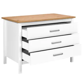 Isola da Cucina Bianco Rovere Tavolo Bar con 3 Cassetti Soft-Close 2