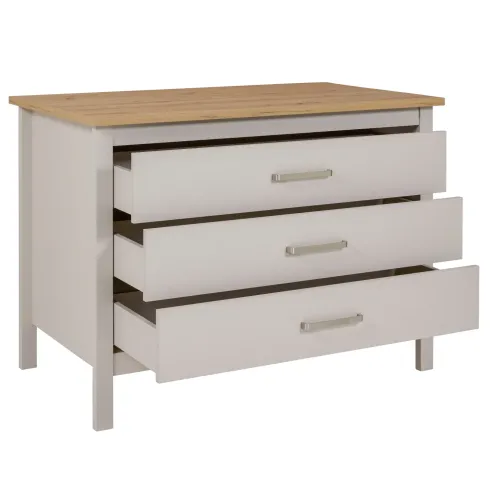 Isola da Cucina Beige Rovere Tavolo Bar con 3 Cassetti Soft-Close