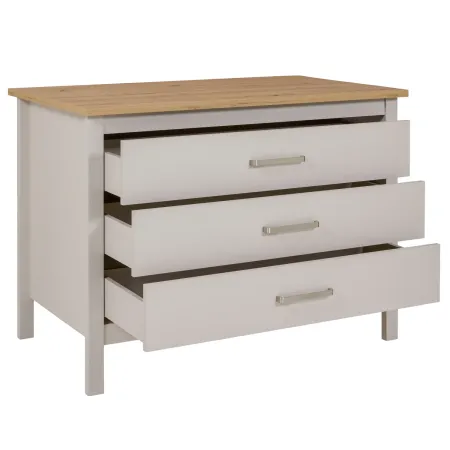 Isola da Cucina Beige Rovere Tavolo Bar con 3 Cassetti Soft-Close