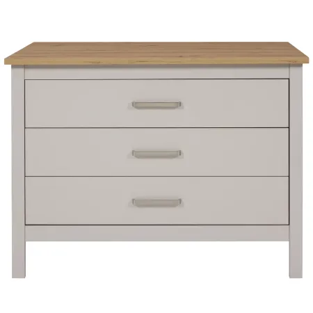 Isola da Cucina Beige Rovere Tavolo Bar con 3 Cassetti Soft-Close